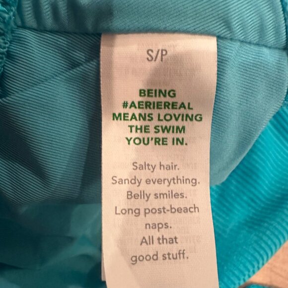 Aerie Ribbed High-Waisted Bikini Set With Adjustable Straps In Teal SMALL NEW - Picture 9 of 9